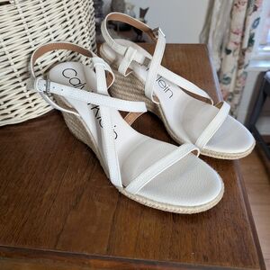 Calvin Klein White Sandals with Thin Straps
